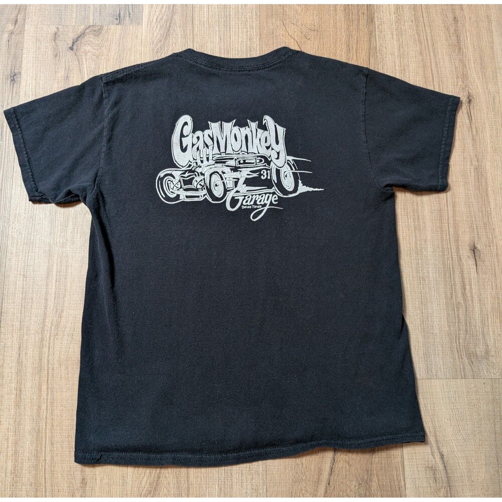 Gas Monkey Garage Youth Medium T-Shirt Black Graphic Hot Rod Biker Dallas Texas